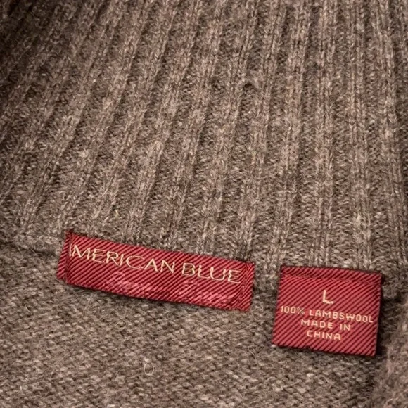 Vintage American Blue 1/4 Zip Sweater Men's Large Argyle Diamond 100% Lambswool - Picture 2 of 6